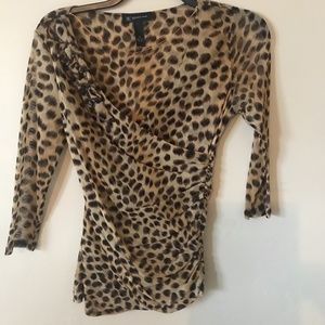 INC Leopard Print Top with Side Ruching. Medium